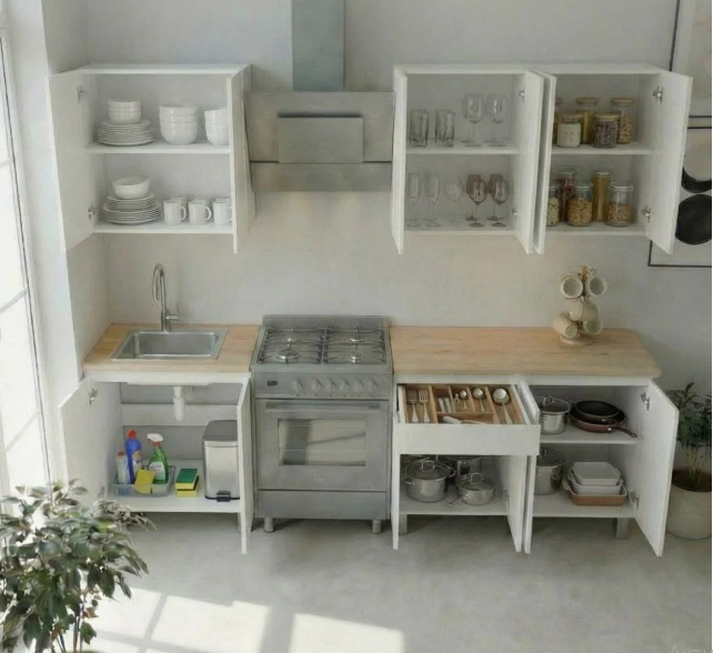 Кухня 1800 белый открытая Кухня 1800 белый открытая