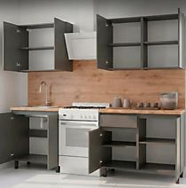 Кухня 1600 графит открытая