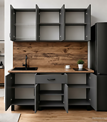 Кухня 1500 графит открытая