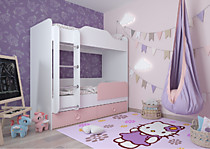 Кровать 2-х ярусная 1800 II Baby, белый/айскрим