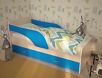 Кровать Максимка, дуб млечный/синий