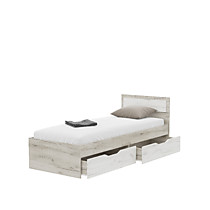 Кровать Гармония с ящиками 800, дуб крафт серый/дуб крафт белый