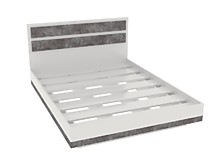 Кровать Лотос парящая 1400, белый/бетон серый