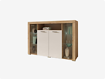 Комод-витрина Орландо, дуб сонома/белый глянец